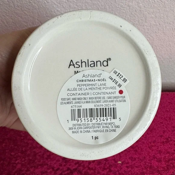 2/for $20 🪩 Peppermint, Candy Cane Striped Ceramic Cookie Jar, Wooden Lid - Picture 6 of 8